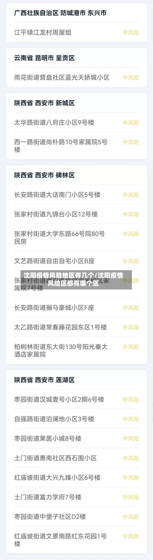 沈阳疫情风险地区有几个/沈阳疫情风险区都有哪个区