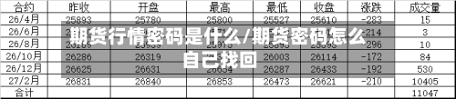 期货行情密码是什么/期货密码怎么自己找回