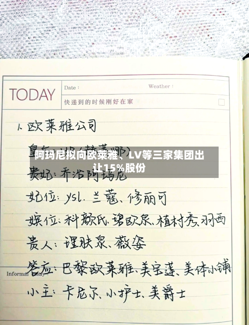 阿玛尼拟向欧莱雅	、LV等三家集团出让15%股份-第2张图片