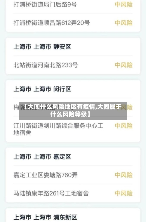 【大同什么风险地区有疫情,大同属于什么风险等级】