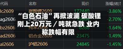 “白色石油”再掀波澜 碳酸锂刚上20万元／吨就急跌 业内称跌幅有限