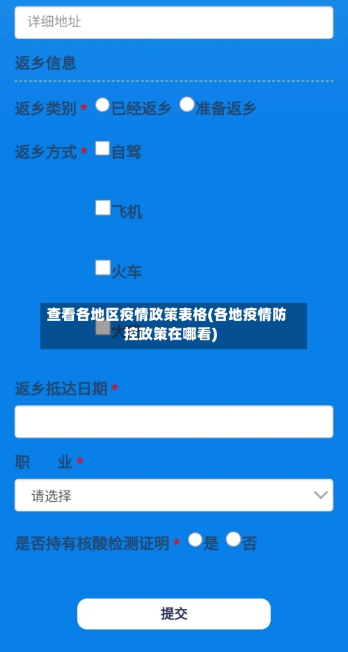 查看各地区疫情政策表格(各地疫情防控政策在哪看)
