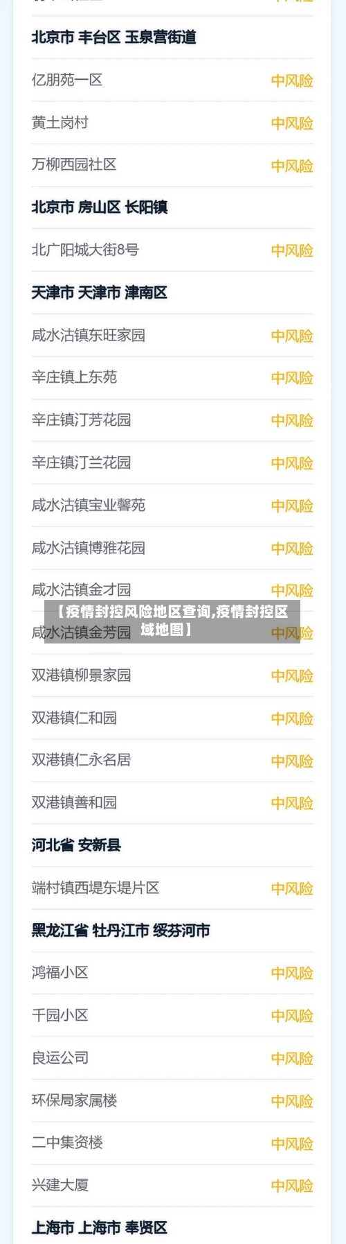 【疫情封控风险地区查询,疫情封控区域地图】