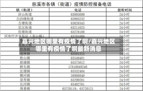 嘉兴地区哪里有疫情了啊/嘉兴地区哪里有疫情了啊最新消息