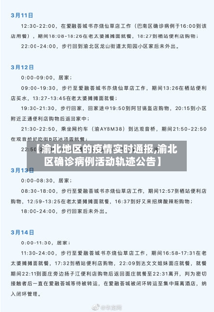 【渝北地区的疫情实时通报,渝北区确诊病例活动轨迹公告】