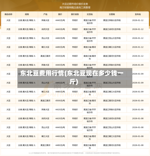 东北豆费用行情(东北豆现在多少钱一斤)