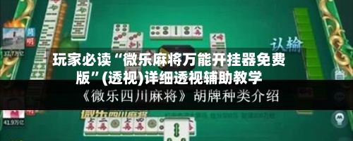 玩家必读“微乐麻将万能开挂器免费版”(透视)详细透视辅助教学-第3张图片