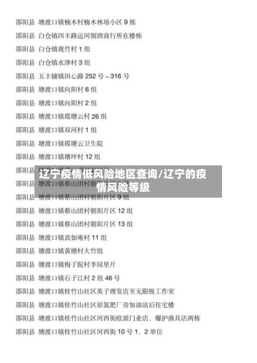 辽宁疫情低风险地区查询/辽宁的疫情风险等级