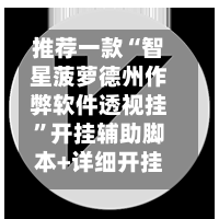 推荐一款“智星菠萝德州作弊软件透视挂”开挂辅助脚本+详细开挂安装教程-第3张图片