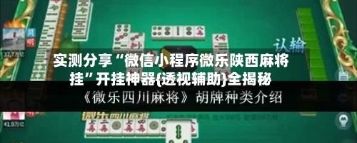 实测分享“微信小程序微乐陕西麻将挂	”开挂神器{透视辅助}全揭秘-第2张图片