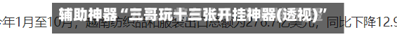 辅助神器“三哥玩十三张开挂神器(透视)”(必备工具)辅助教学-第3张图片