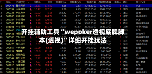 开挂辅助工具“wepoker透视底牌脚本(透视)”详细开挂玩法