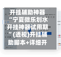 开挂辅助神器“宁夏微乐划水开挂神器试用期”(透视)开挂辅助脚本+详细开挂安装教程-第2张图片