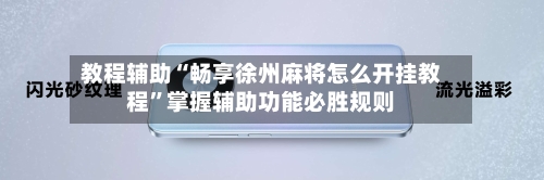 教程辅助“畅享徐州麻将怎么开挂教程”掌握辅助功能必胜规则-第3张图片