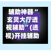 辅助神器“玄灵大厅透视辅助”(透视)开挂辅助脚本+详细开挂安装教程