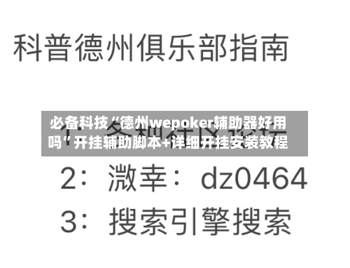 必备科技“德州wepoker辅助器好用吗	”开挂辅助脚本+详细开挂安装教程-第2张图片
