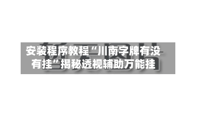 安装程序教程“川南字牌有没有挂”揭秘透视辅助万能挂