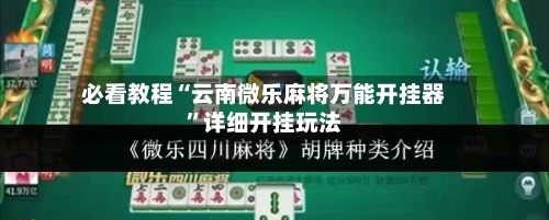 必看教程“云南微乐麻将万能开挂器”详细开挂玩法-第2张图片