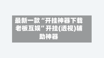 最新一款“开挂神器下载老板互娱”开挂(透视)辅助神器-第2张图片