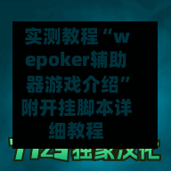 实测教程“wepoker辅助器游戏介绍”附开挂脚本详细教程-第2张图片