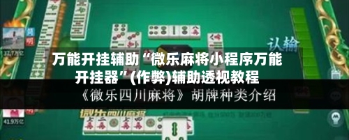 万能开挂辅助“微乐麻将小程序万能开挂器”(作弊)辅助透视教程-第3张图片