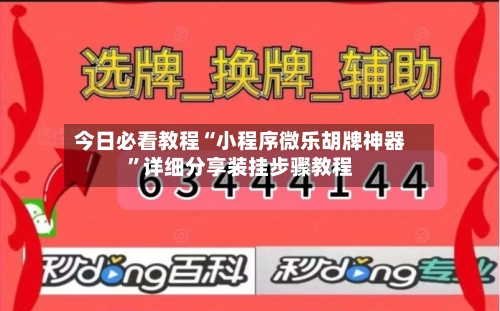 今日必看教程“小程序微乐胡牌神器”详细分享装挂步骤教程-第2张图片