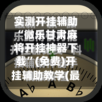 实测开挂辅助“微乐甘肃麻将开挂神器下载”(免费)开挂辅助教学(最新辅助开挂教程)-第2张图片