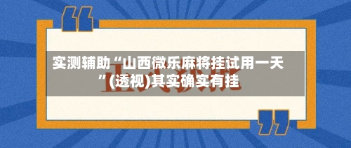 实测辅助“山西微乐麻将挂试用一天”(透视)其实确实有挂-第2张图片