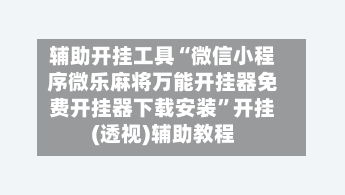 辅助开挂工具“微信小程序微乐麻将万能开挂器免费开挂器下载安装	”开挂(透视)辅助教程-第2张图片