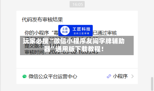 玩家必搜“微信小程序友间字牌辅助器	”通用版下载教程！-第2张图片