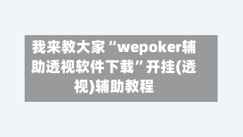 我来教大家“wepoker辅助透视软件下载	”开挂(透视)辅助教程-第3张图片